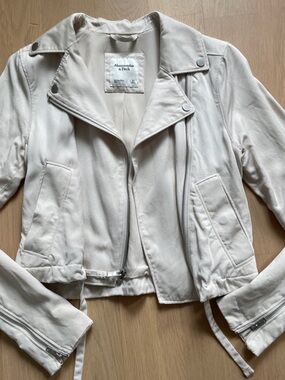 Abercrombie & Fitch Cream Moto Jacket